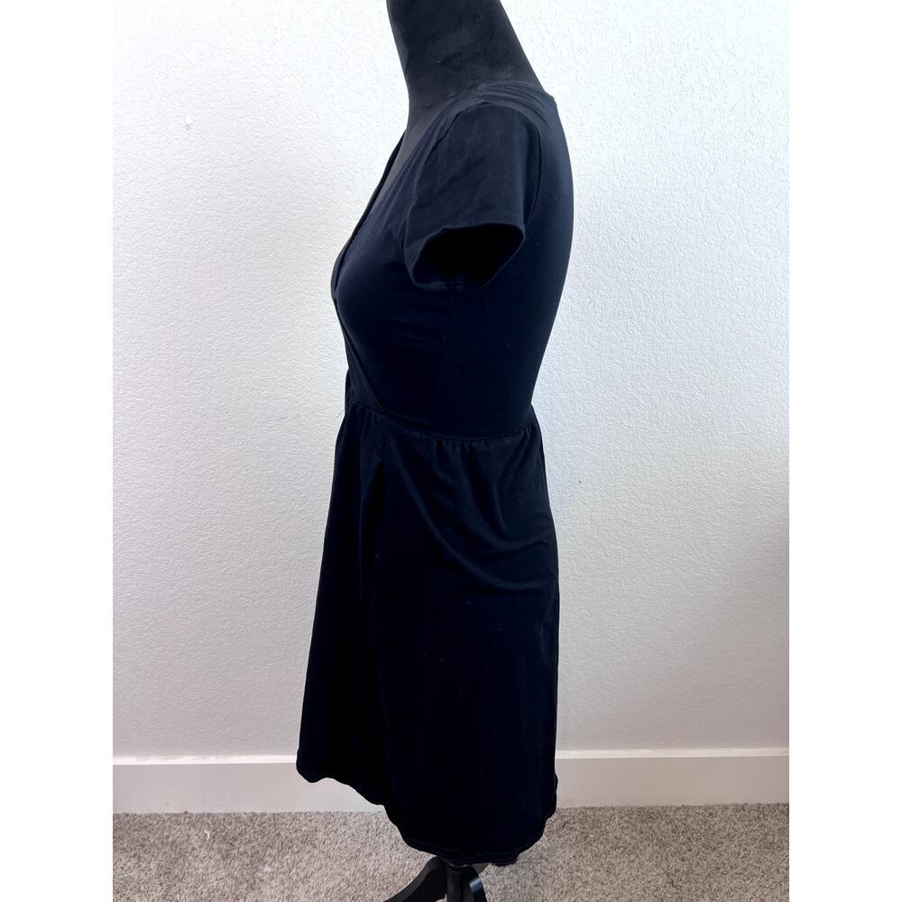 Lovely PACT Organic Cotton Fit & Flare Crossover Dress Black XS - Picture 3 of 8